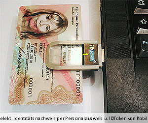 Abbildung: Nutzung des Personalausweis per IDToken von Kobil für den elektronischen Identitätsnachweis (eID-Funktion, Online-Ausweisfunktion)